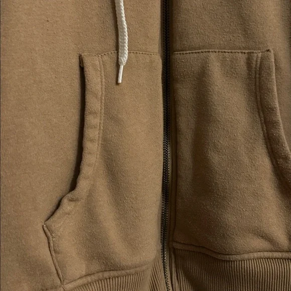 BKE Fleece Lined Drop Shoulder Zip Up Oversized Hoodie Size XL 1X Tan - Picture 3 of 9